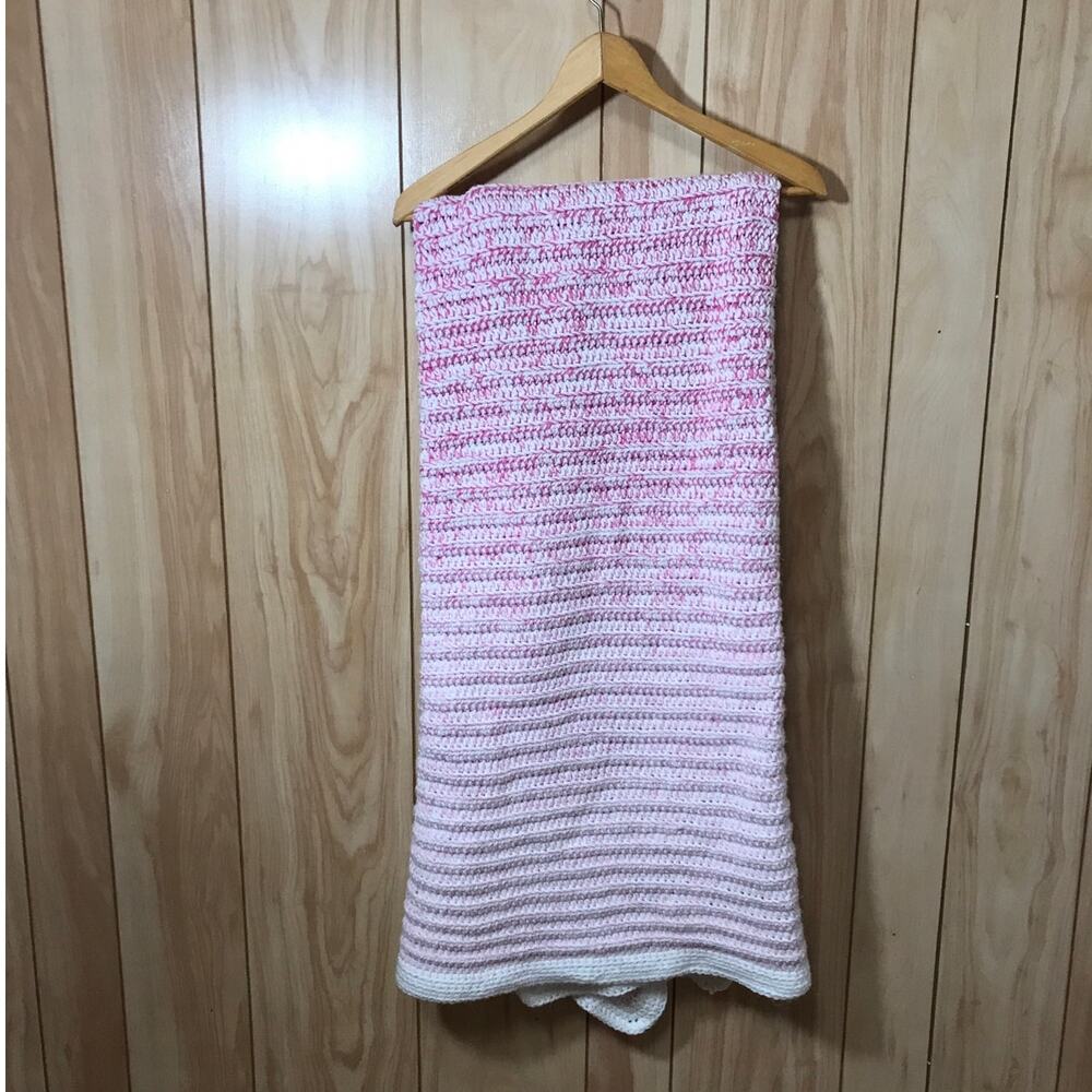NWT Soft Thick Shade of Pink Handmade Crocheted Blanket by Dawny